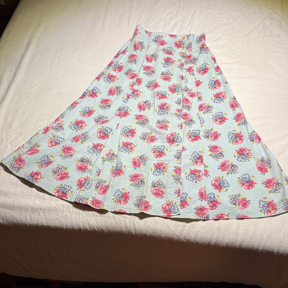 Ralph Lauren Cottage Core Sweeping A-line Prairie Floral Skirt Cotton Sz 10 - Picture 3 of 13